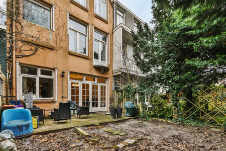 Large house with a garden in the backyard