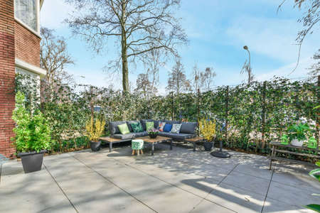Large house with a garden in the backyard