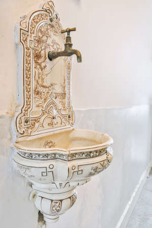 Modern beautiful sink with elegant design and white wallの写真素材