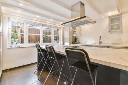 Bright dining room in a modern luxury house