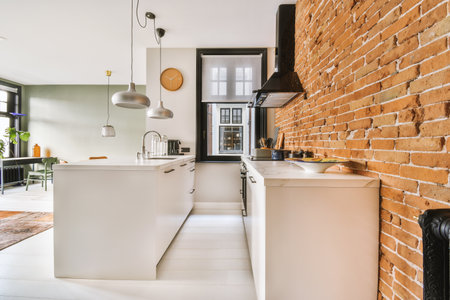 Interior of a kitchen in modern apartment