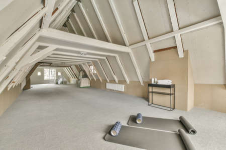 Spacious bright attic room for sports activities and relaxation with a beautiful view from the...
