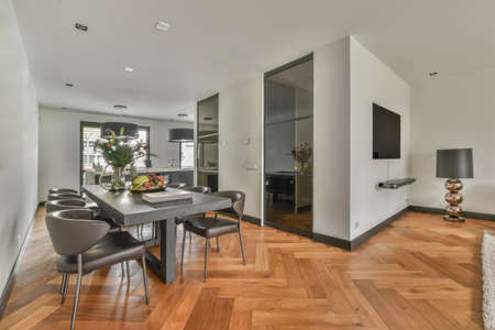 Cozy spacious and bright dining area with a wonderful view from a large window