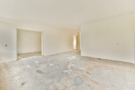 Plastic window and radiator on white wall in empty light room at homeの写真素材