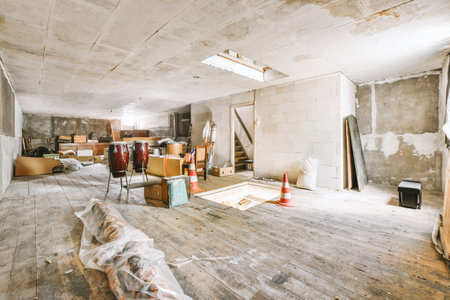 A cozy and spacious empty room in a luxury houseの写真素材