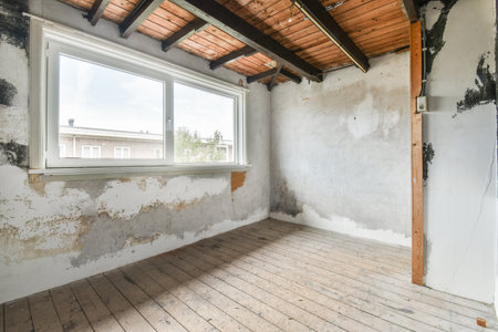 Plastic window and door in empty light room at home