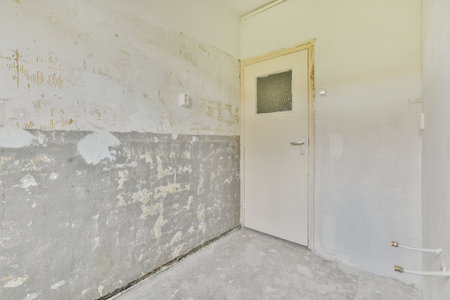 Interior of empty room with balcony windowsの写真素材