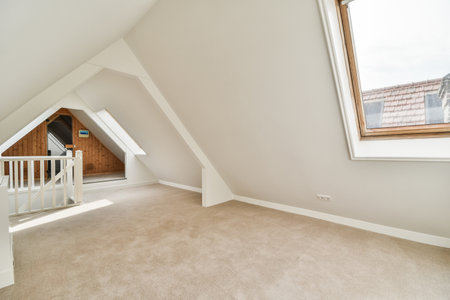 Interior of empty modern apartment with entrance door and white walls and parquet floor illuminated with lampの写真素材