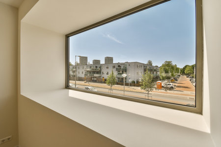 an outside view from a window in a building that is being used as a housing for the citys residents