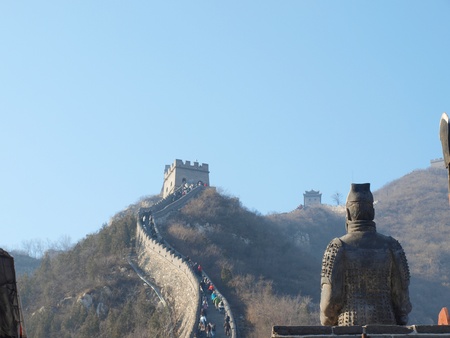 Soldier statue at the Great Wall of China.の写真素材