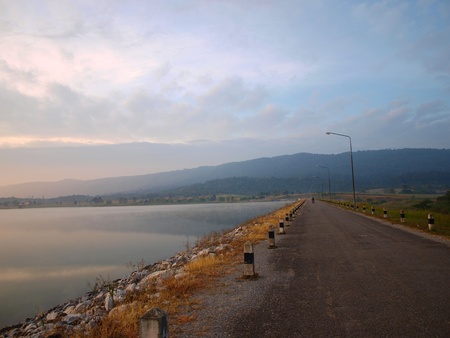 A Road and A Riverの写真素材