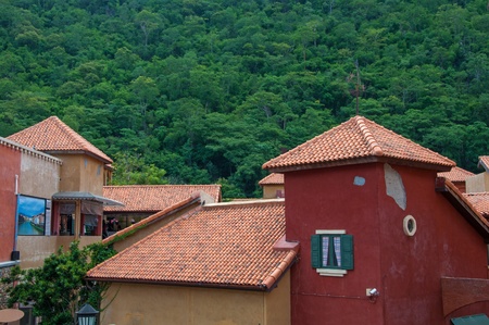 typical vintage house with tile roofの写真素材