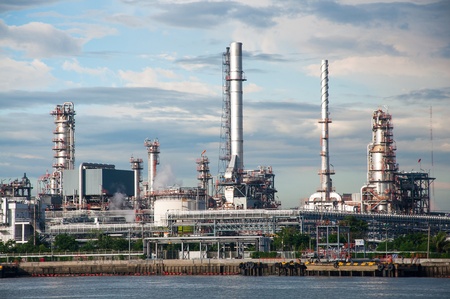 Oil refinery factory at twilight Bangkok Thailand 
