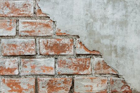cracked concrete brick wall background.の写真素材