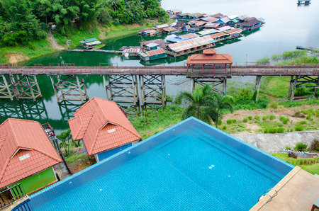 blue swimming pool at hotel.のeditorial素材