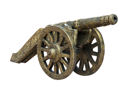 Thai ancient cannon isolated on white background.の写真素材