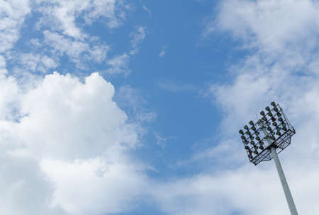 Spot light tower in blue skyの写真素材