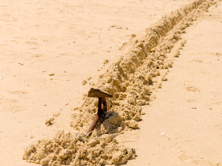 anchor on the sand beach.の写真素材