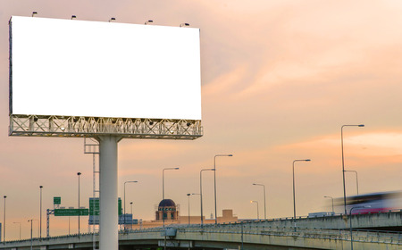 Blank billboard at twilight time for advertisement.
