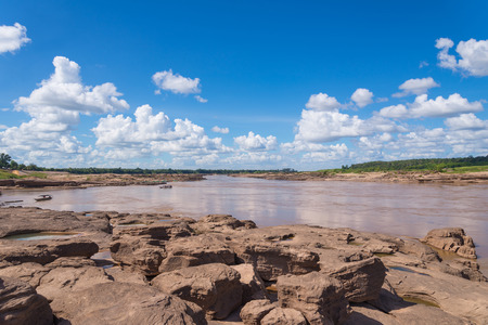 Grand Canyon amazing of rock in Mekong river, Ubonratchathani Thailand.の写真素材