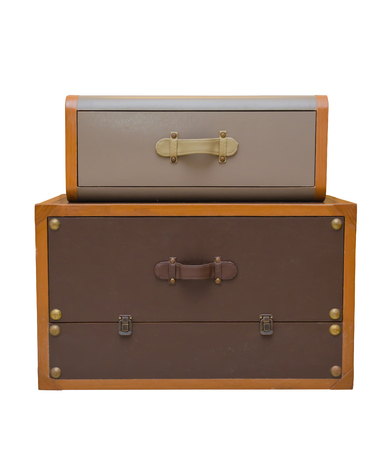 vintage style rubber chest box isolate on white background.の写真素材