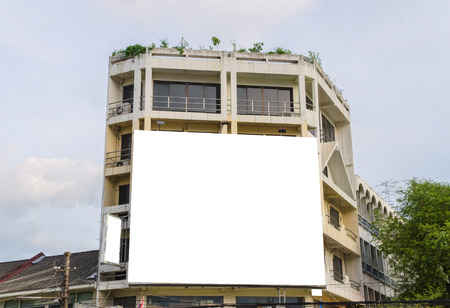 blank billboard on building in city view background.の写真素材
