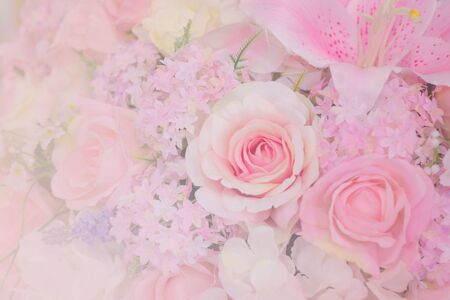 flower of the fabric with floral background.の写真素材