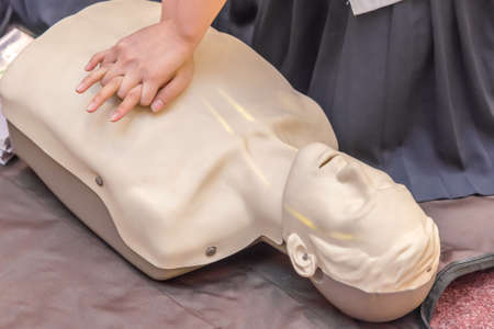 modeling of dummy used in CPR training.の写真素材