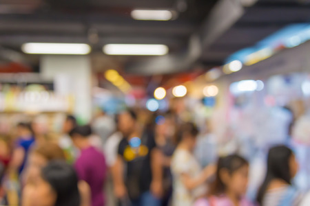 Blur of shopping at supermarket convenience store.の写真素材