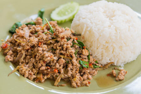 Fried rice with Spicy pork, Thai style food.の写真素材