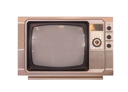 vintage tv or television isolated on white background.の写真素材