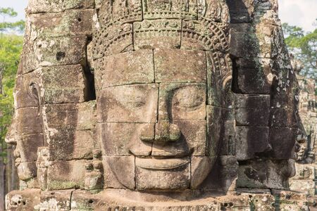 Bayon Castle or Prasat Bayon Khmer temple at Angkor in siem reap Cambodia.のeditorial素材