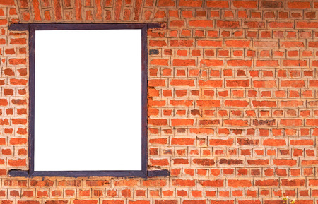 blank billboard on brick wall for new advertisement.の写真素材