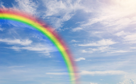 Blue sky and clouds with rainbow nature for background.の写真素材