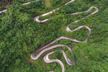 winding and curves road in Tianmen mountain national park, Hunan province, China.