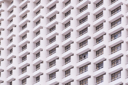 balcony of apartment building in the city.の写真素材