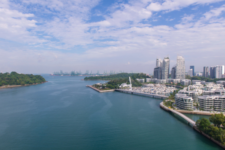 Top view of Singapore river downtown from the roof a skyscraperの写真素材