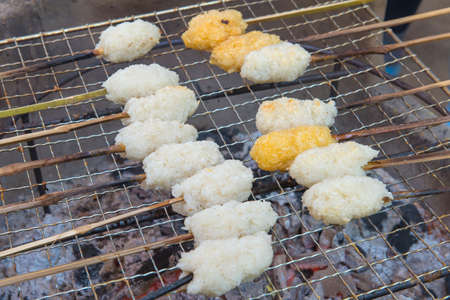 sticky rice with egg grilled Asian traditional food. (Kgawhie)の写真素材