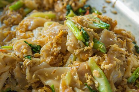Fired thin noodles in Sweet Soy Sauce with Pork, Thai food style.の写真素材