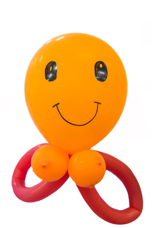 close up of balloon with smile face emotion isolate on white background.