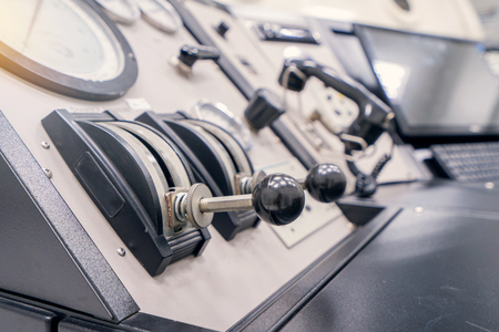 control panel of industrial with Phone in cargo ship.の写真素材