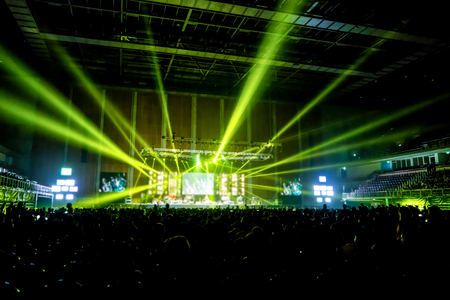 music brand showing on stage or Concert Live and Defocused entertainment concert lighting on stage with Laser rays beams, party concept.の写真素材