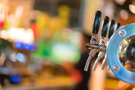 beer taps in pub or nightclub, Beer craft.の写真素材