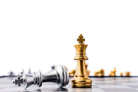 King chess board game in competition play, Ideas business success concept.の写真素材