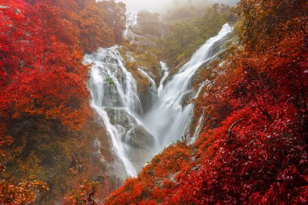 PiTuGro waterfall is often called the Heart shaped waterfalls Umphang, Thailand.の写真素材