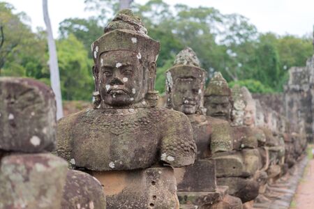 Bayon Castle or Prasat Bayon Khmer temple at Angkor in siem reap Cambodia.の写真素材