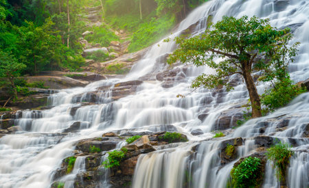 Mae ya waterfall is a big beautiful waterfalls in Chiang mai Thailand.の写真素材