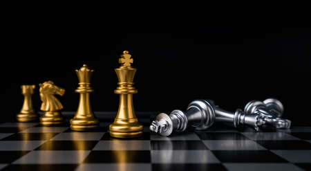 chess board game in competition play, Ideas business success concept.