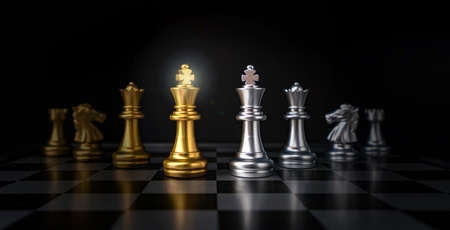 chess board game in competition play, Ideas business success concept.の写真素材