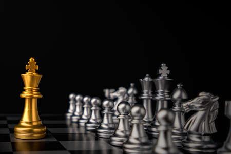 chess board game in competition play, Ideas business success concept.